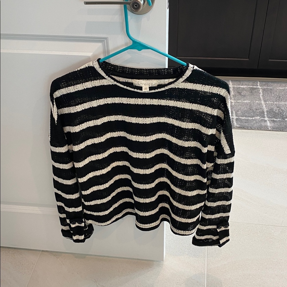 Greice Black and White Striped Women's Top